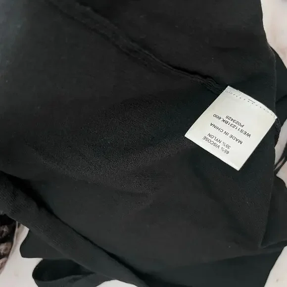 DISSH V Neck Fitted Cami Slip Maxi Dress with Back Slit in Black Semi Sheer - Picture 6 of 7